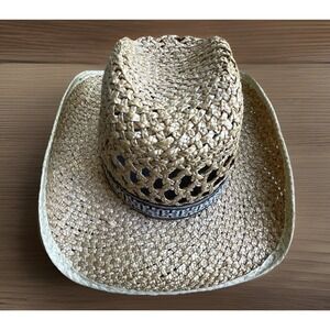 Rockmount Ranch Wear Straw Canyon 2510 Cowboy Hat 7 1/2 Natural USA Made Vintage